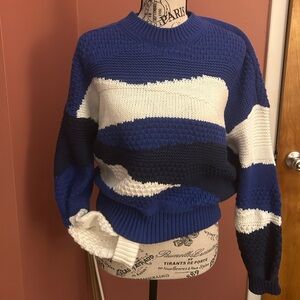 Madewell Royal Blue and white cotton Knit Sweater